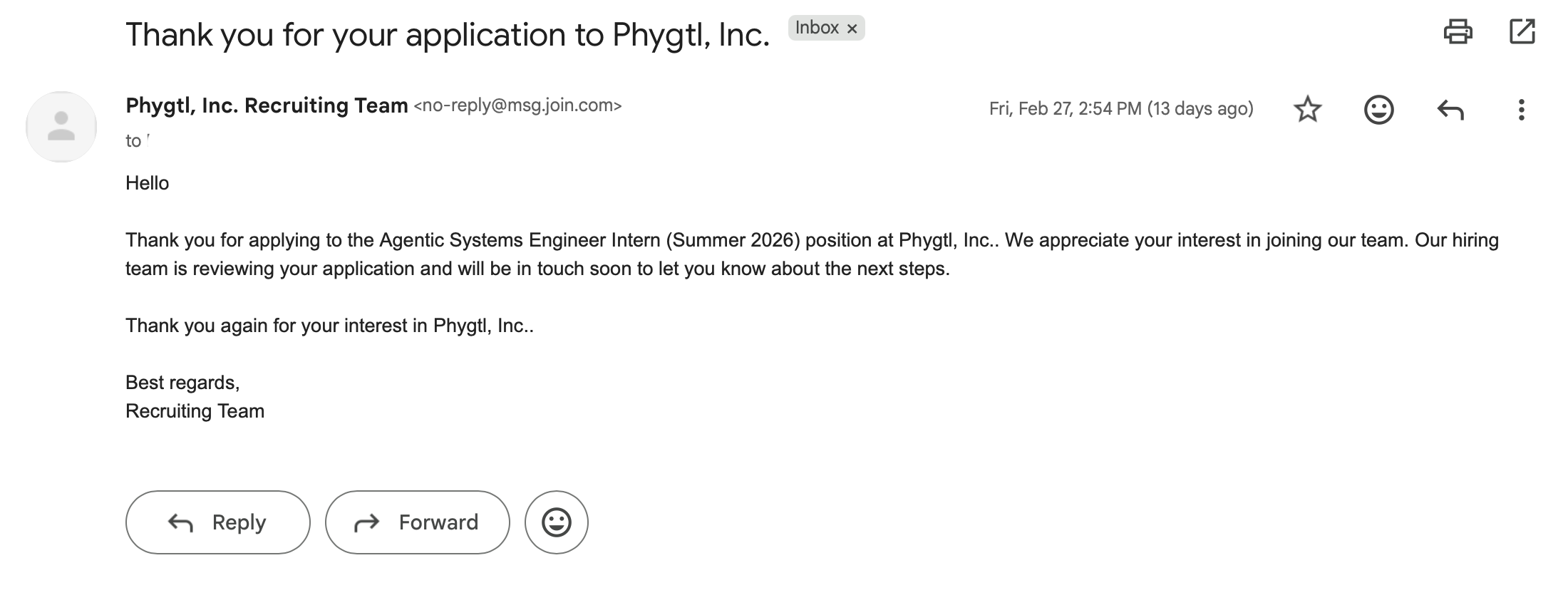 Phygtl Inc recruiter outreach